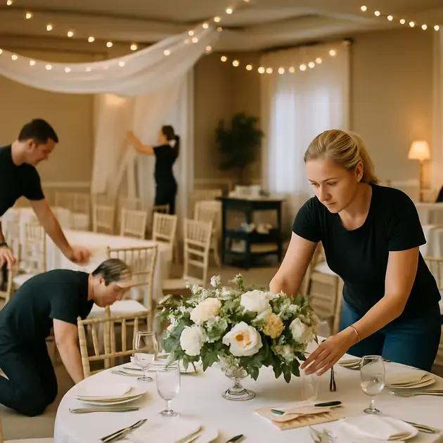 Como funciona a montagem da decoração no dia do evento?