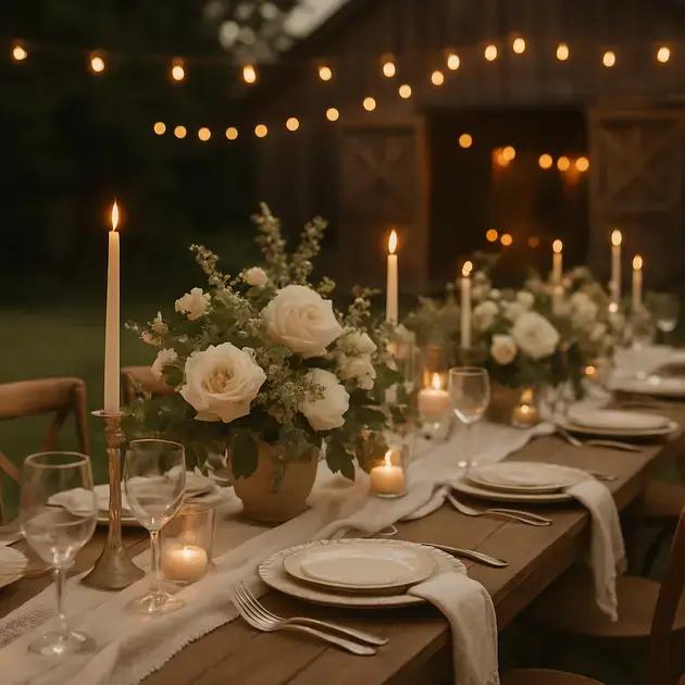 Ideias de decoração de casamento rústico-chique